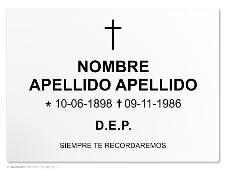 Placa Funeraria PF00105705 Placa Funeraria PF00105705