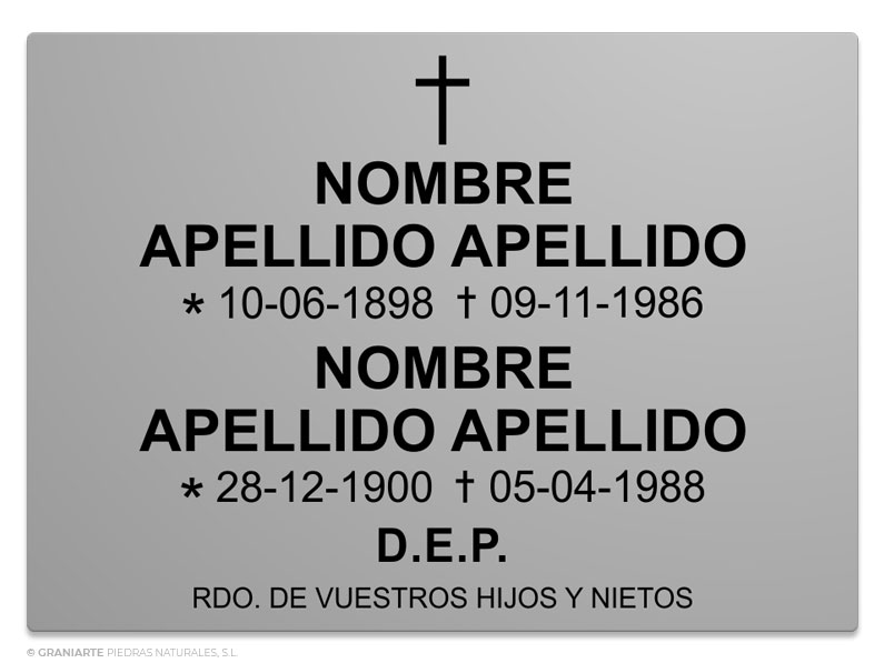 Placa Funeraria PF01905903 Placa Funeraria PF01905903