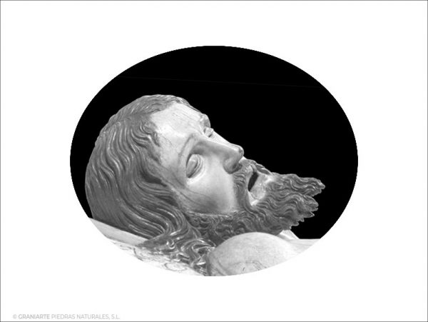 Cristo Yacente - Grabado cajeado en óvalo horizontal