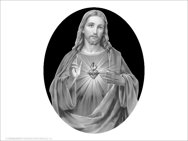 Corazón de Jesús - Grabado cajeado en óvalo