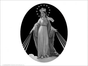 Virgen Milagrosa - Grabado cajeado en óvalo
