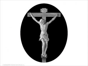 Cristo Crucificado - Grabado cajeado en óvalo