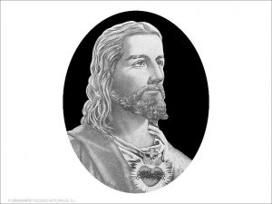 Corazón de Jesús - Grabado cajeado en óvalo