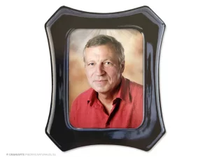 Fotocerámica rectangular con aro de porcelana
