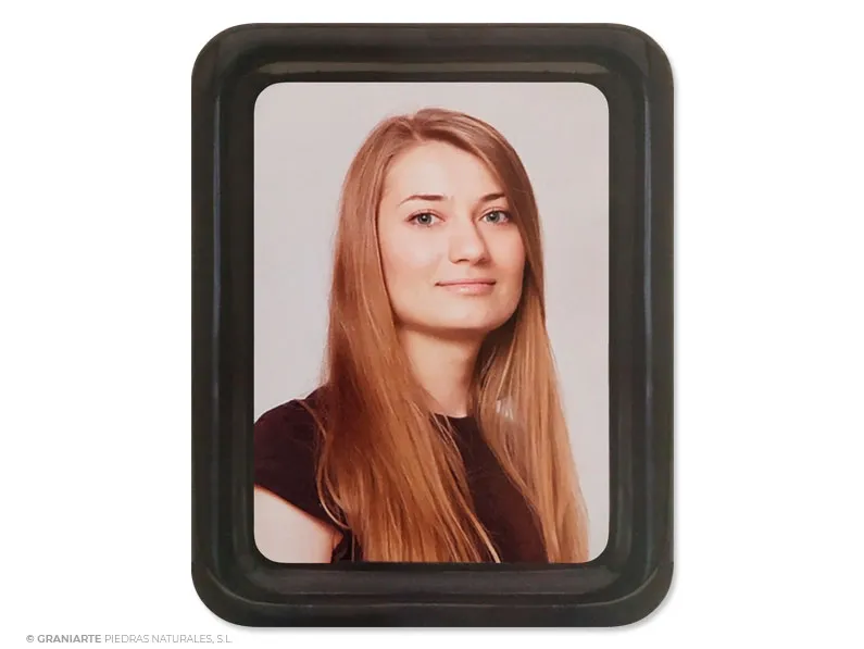 Fotocerámica rectangular con bordón 3D