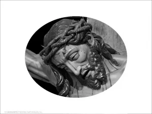 Cristo de las Injurias - Grabado cajeado en óvalo horizontal