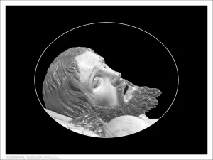 Cristo Yacente - Grabado directo en óvalo horizontal