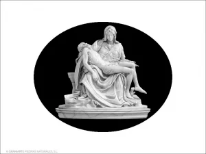 Virgen de la Piedad - Grabado cajeado en óvalo horizontal