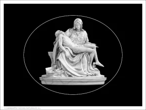 Virgen de la Piedad - Grabado directo en óvalo horizontal