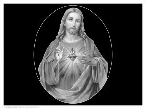 Corazón de Jesús - Grabado directo en óvalo