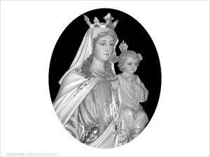 Virgen del Carmen - Grabado cajeado en óvalo