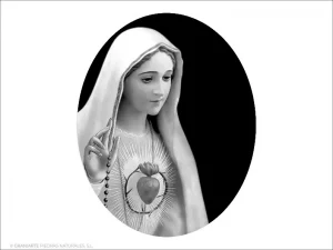 Virgen del Sagrado Corazón - Grabado cajeado en óvalo