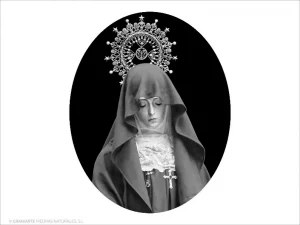 Virgen de la Soledad - Grabado cajeado en óvalo