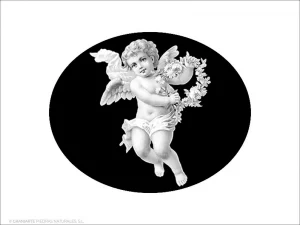 Angelito - Grabado cajeado en óvalo horizontal