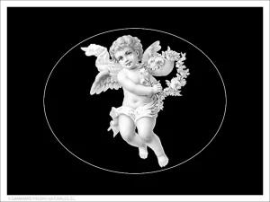 Angelito - Grabado directo en óvalo horizontal