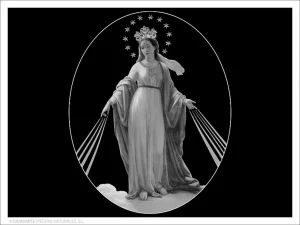 Virgen Milagrosa - Grabado cajeado en óvalo