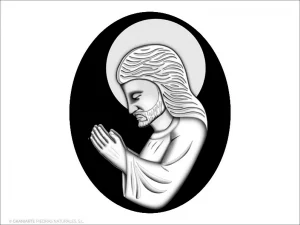 Cristo orante - Grabado cajeado en óvalo