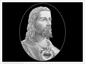 Corazón de Jesús - Grabado directo en óvalo