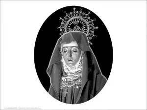 Virgen de la Soledad - Grabado cajeado en óvalo