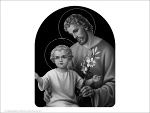 San José y el Niño - Grabado cajeado en capilla