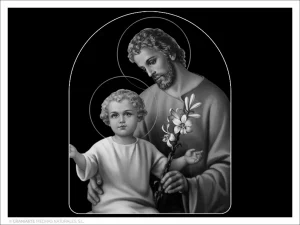 San José y el Niño - Grabado directo en capilla