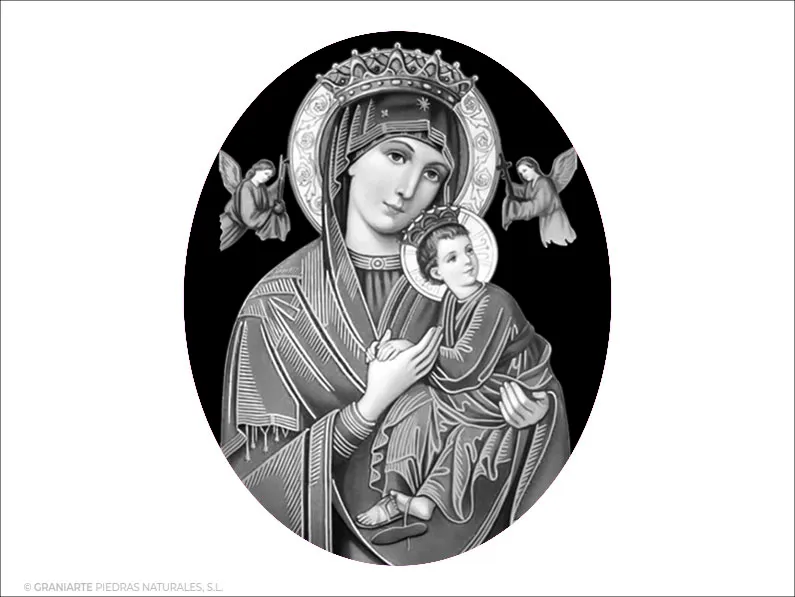 Virgen del Perpetuo Socorro - Grabado cajeado en óvalo