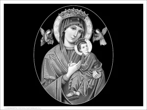 Virgen del Perpetuo Socorro - Grabado directo en óvalo