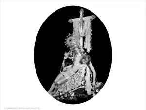 Nuestra Madre de las Angustias - Grabado cajeado en óvalo