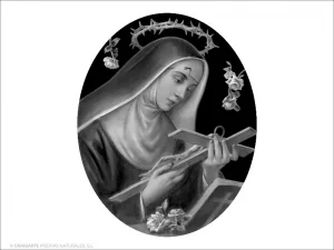 Santa Rita - Grabado cajeado en óvalo