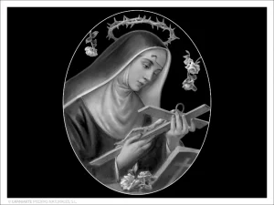 Santa Rita - Grabado directo en óvalo