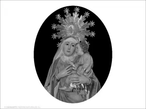 Virgen de la Salud - Grabado cajeado en óvalo