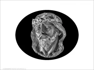 Rostro de Cristo - Grabado cajeado en óvalo horizontal