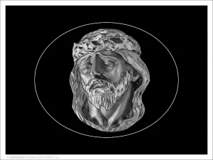 Rostro de Cristo - Grabado directo en óvalo horizontal