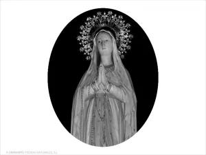 Nuestra Sra. de Lourdes - Grabado cajeado en óvalo