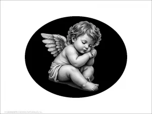 Ángel Niño - Grabado cajeado en óvalo horizontal