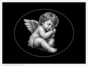 Ángel Niño - Grabado directo en óvalo horizontal